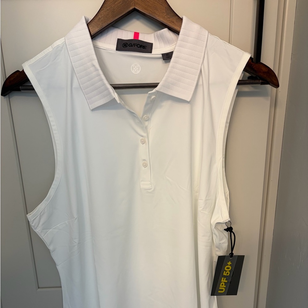 New G/FORE Women's White Sleeveless Golf Pickleball Polo Tank Top XL